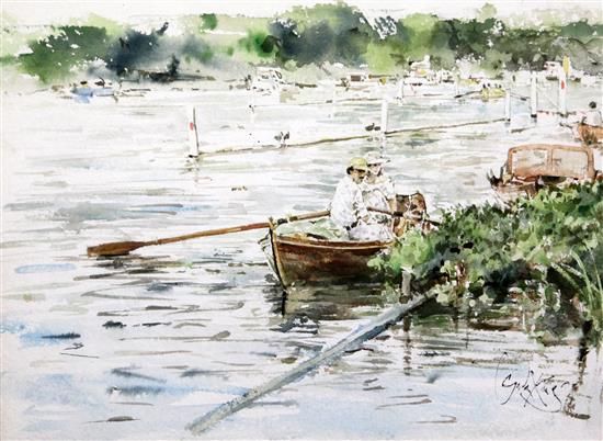 Gordon King (b.1939) Henley Regatta, 10.75 x 15in.